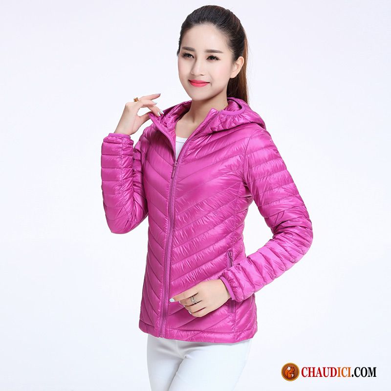 Doudoune Rose Femme Slim De Plein Air Doudoune Manteau Lumière