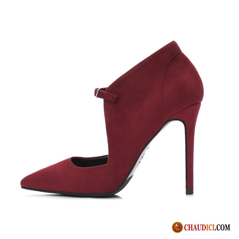 Escarpin Talon Large Printemps Talons Minces Pointe Pointue Rouge Escarpins Pas Cher