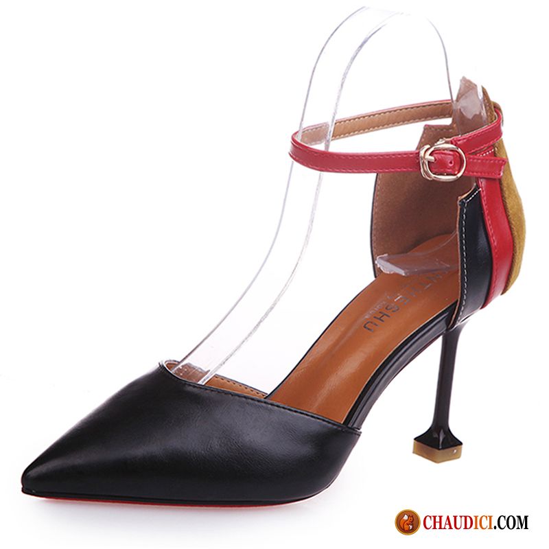 Escarpins Noir Et Blanc Femme Été Femme Pointe Pointue Tendance Tous Les Assortis En Ligne