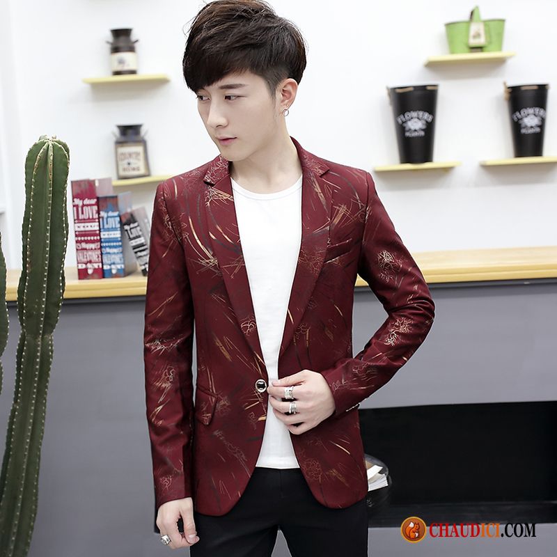 Gilet De Blazer Marron Jeunesse Costume Slim Petit Costume Tendance Pas Cher