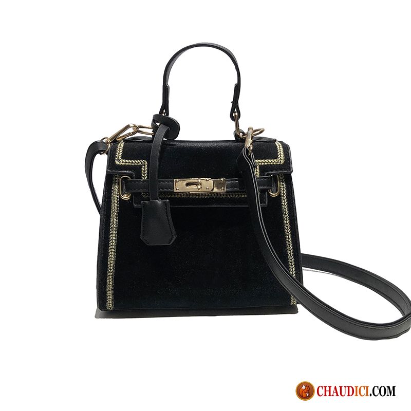 Grand Sac A Main Cuir Noir Femme Le Nouveau Sac De Messager Simple Soie