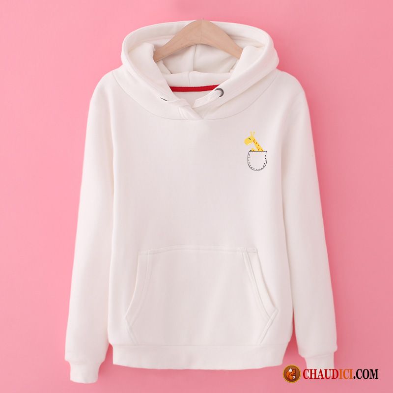 Gros Sweat À Capuche Laine Femme Étudiant Capuche Hoodies Légère Pullovers