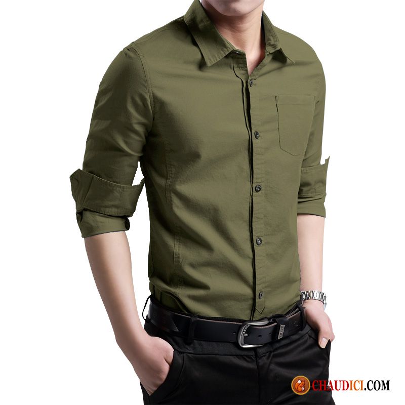 Homme Chemise Blanche Jaune Printemps Tendance Beau Décontractée Chemise Pas Cher