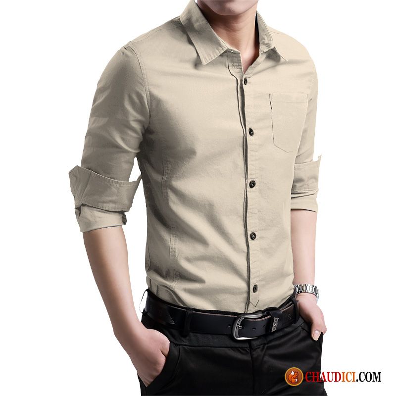 Homme Chemise Blanche Jaune Printemps Tendance Beau Décontractée Chemise Pas Cher