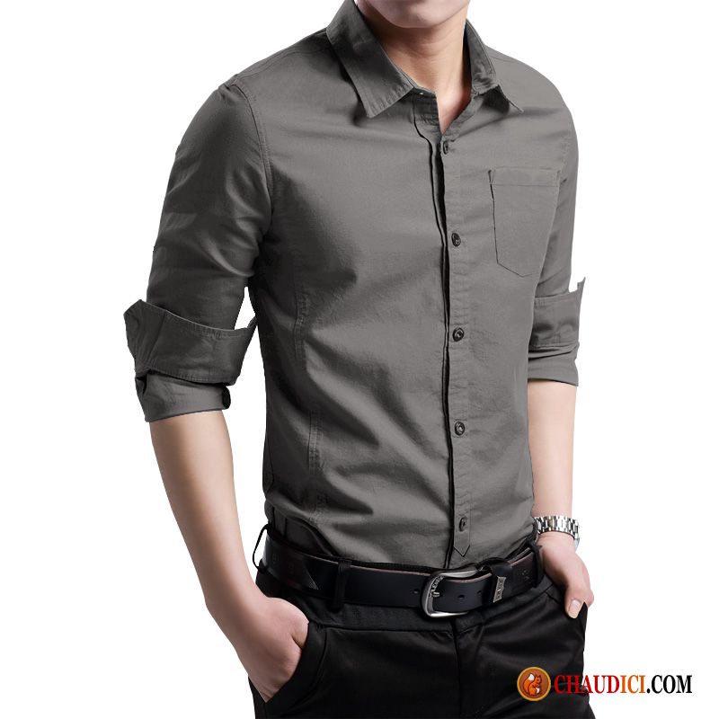 Homme Chemise Blanche Jaune Printemps Tendance Beau Décontractée Chemise Pas Cher