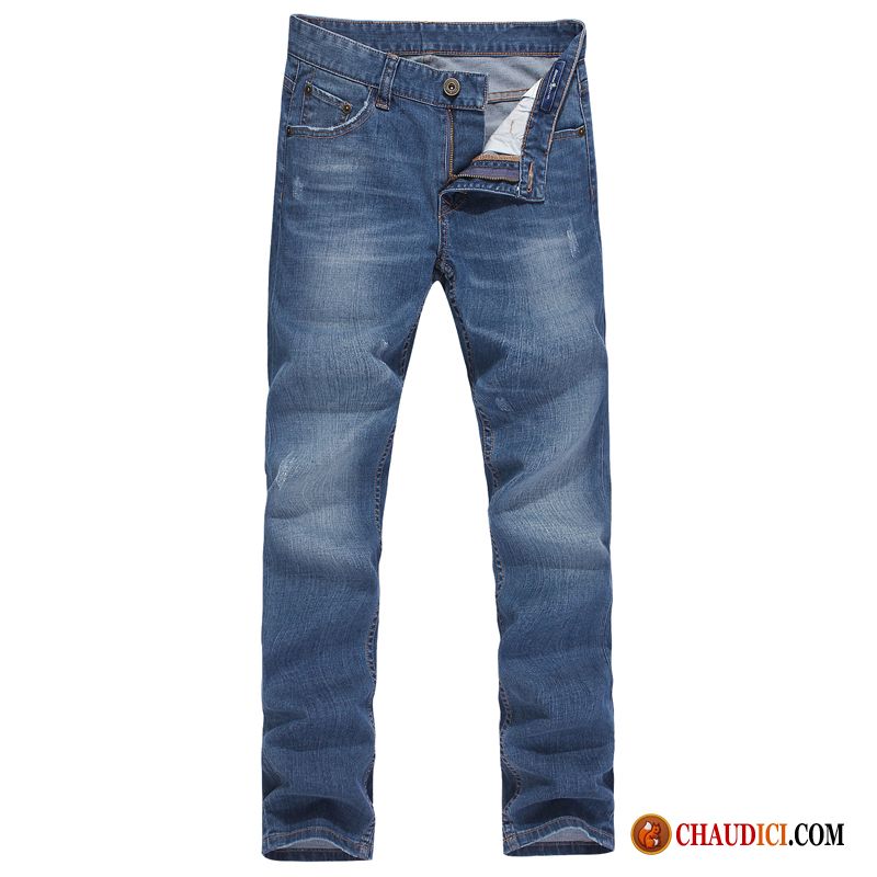 Jean Bleu Marine Homme Rouge Effiloché Homme Slim Jeans Printemps En Vente