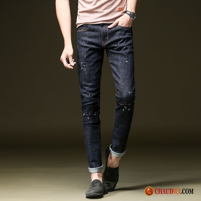 Jean Coupe Droite Homme Jeunesse Jeans Homme Peindre Extensible Pas Cher