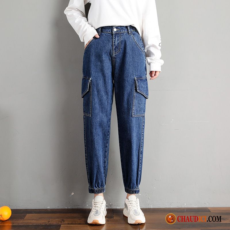 Jean Déchiré Femme Pas Cher Jeans Mince Harlan Haute Cintrée Printemps