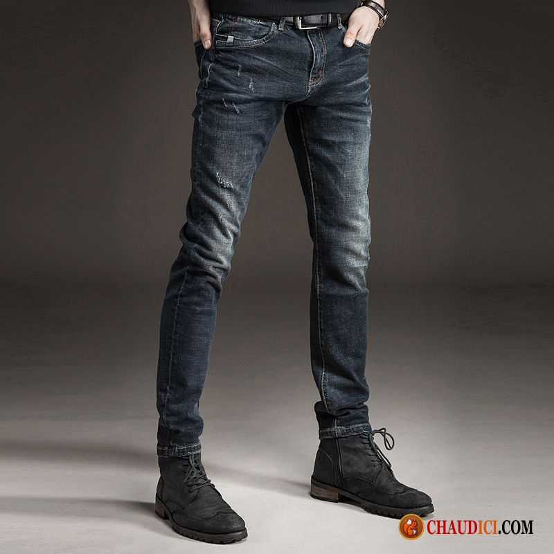 Jean Homme Bleu Clair Pantalon Jeunesse Tendance Extensible Homme Pas Cher