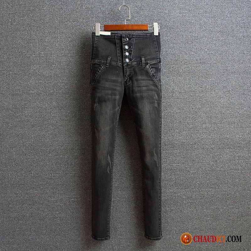 Jean Imprimé Femme Jeans Pantalon Haute Cintrée Trier Les Boutons Slim En Vente