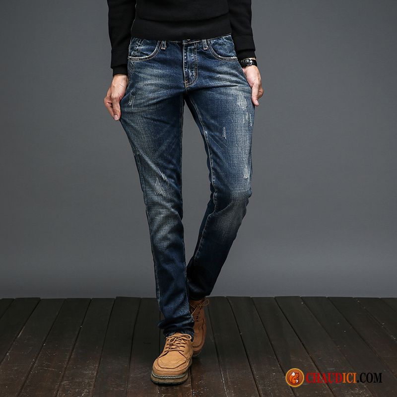 Jean Noir Homme Pas Cher Maigre Jeunesse Extensible Couleur Claire Tendance