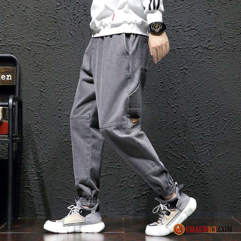 Jean Pas Cher De Marque Saumon Personnalité Baggy Gris Homme Harlan