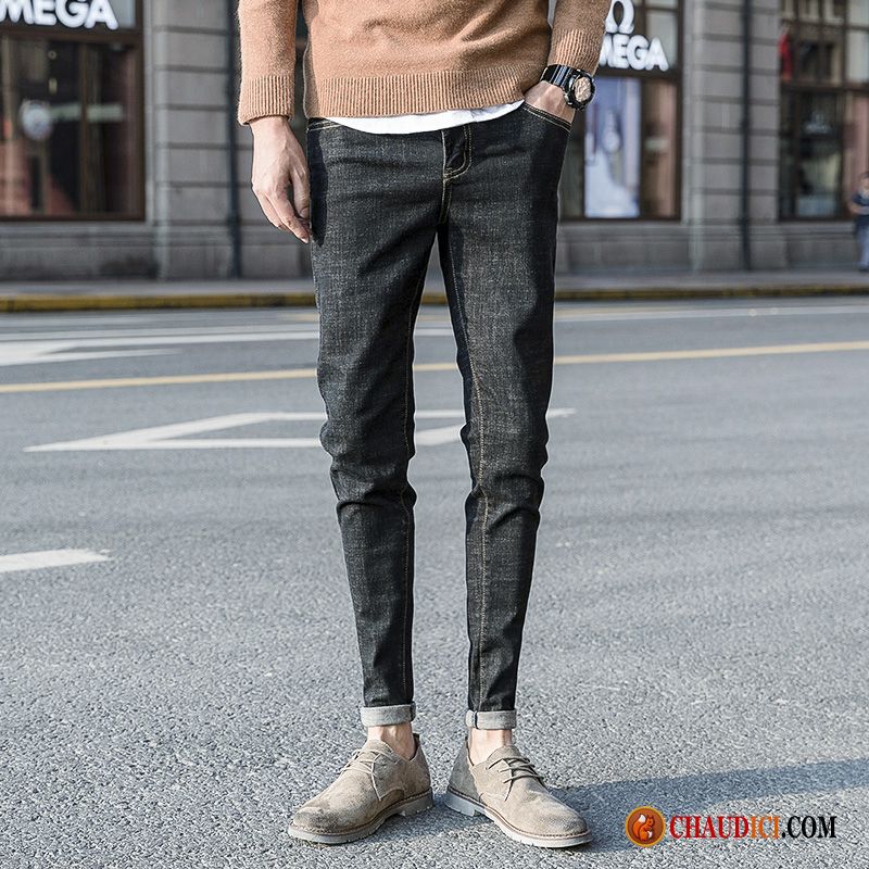 Jean Skinny Pas Cher Homme Troués Jeans Tendance Bleu Marque De Tendance