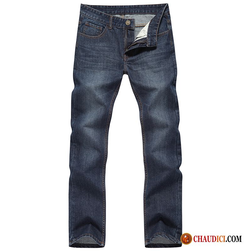 Jean Slim Homme Noir Denim Jambe Droite Tendance Pantalon Homme Pas Cher