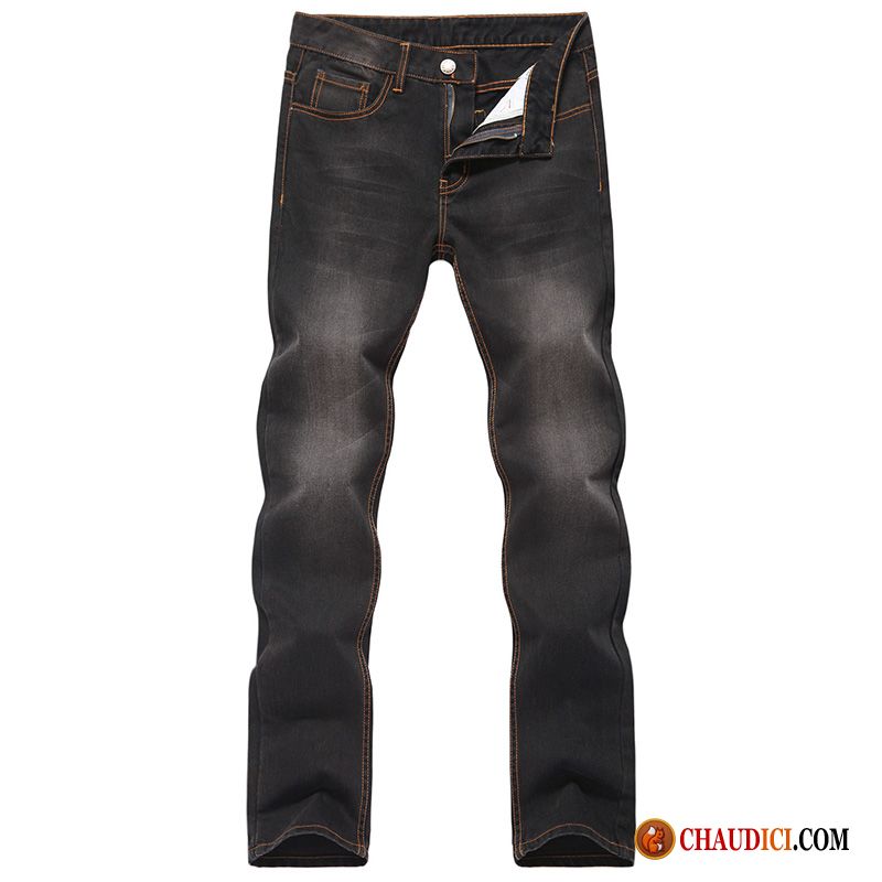 Jean Slim Homme Noir Denim Jambe Droite Tendance Pantalon Homme Pas Cher