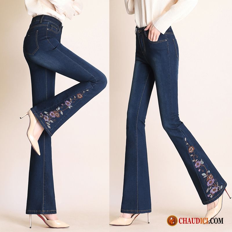 Jean Stretch Femme Bleu Jeans L'automne Extensible Brodé En Ligne