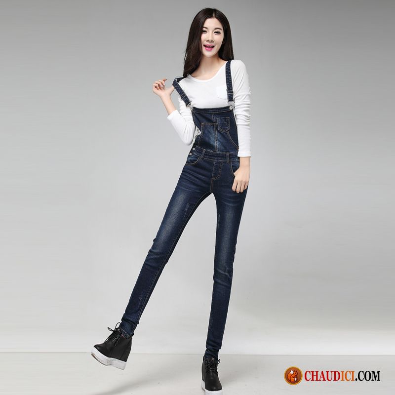 Jean Troué Femme Pas Cher Écarlate Campus Vent Denim Étudiant Printemps Slim