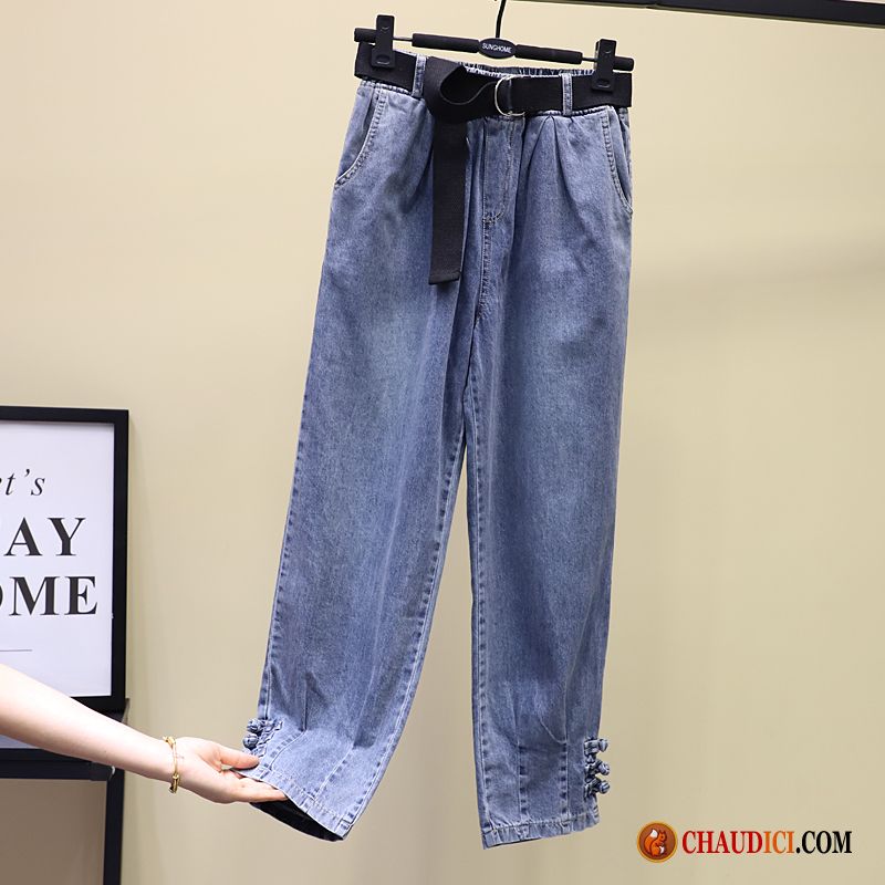 Jeans Classique Pour Femme Haute Cintrée Jambe Droite Mince Denim Collants Pas Cher