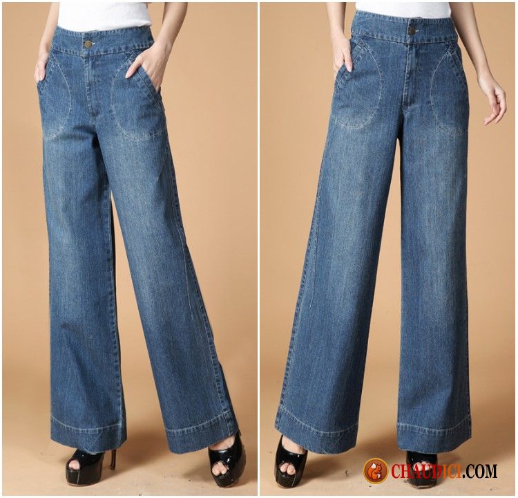 Jeans Droit Femme Pas Cher Haute Cintrée Pantalons Jeans Jambe Droite Printemps En Ligne