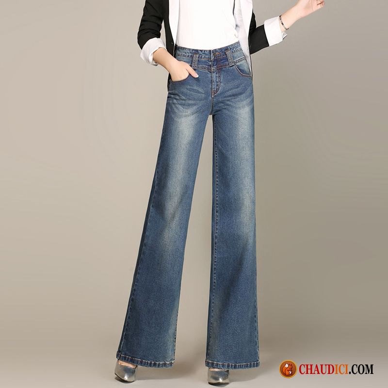 Jeans Droit Femme Pas Cher Haute Cintrée Pantalons Jeans Jambe Droite Printemps En Ligne