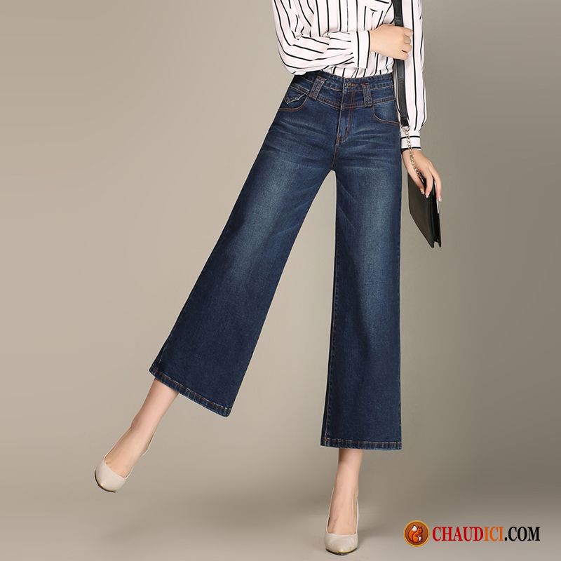 Jeans Droit Femme Pas Cher Haute Cintrée Pantalons Jeans Jambe Droite Printemps En Ligne