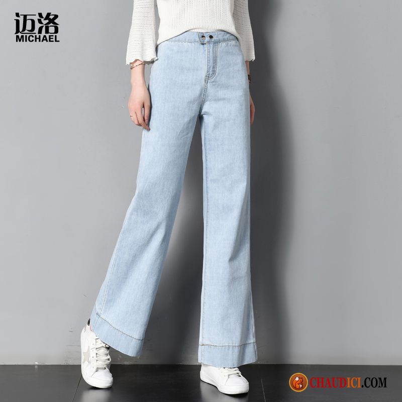 Jeans Effet Huilé Femme Pensée Jambe Droite Tendance Baggy Mince Pantalon