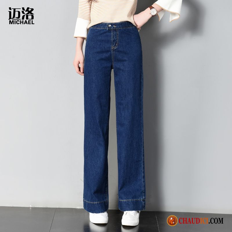 Jeans Effet Huilé Femme Pensée Jambe Droite Tendance Baggy Mince Pantalon