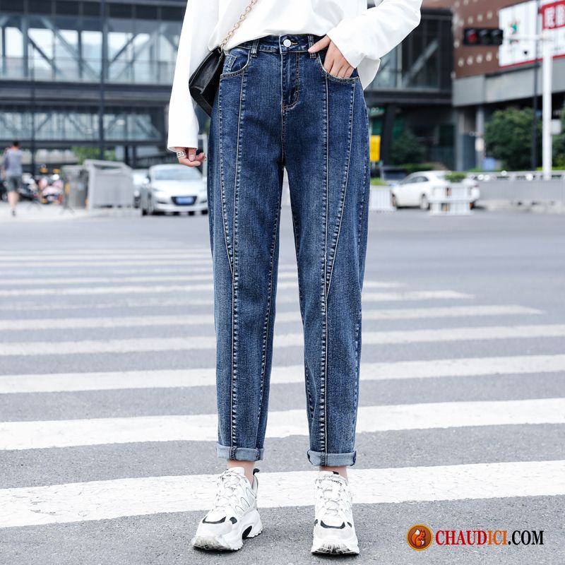 Jeans Femme Fashion Rosybrown Mode L'automne Grande Taille Baggy Épissure