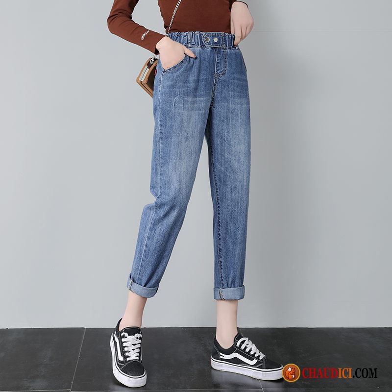 Jeans Femme Pas Cher Marque Des Trous Haute Cintrée Légère Baggy Été