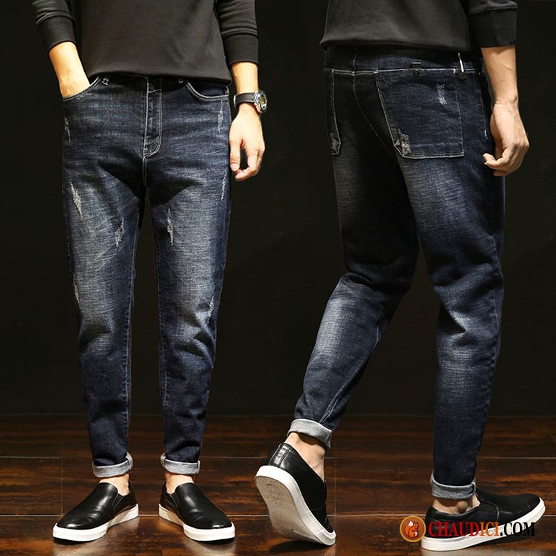 Jeans Homme Promo Extensible Noir Tendance Étudiant Baggy En Vente