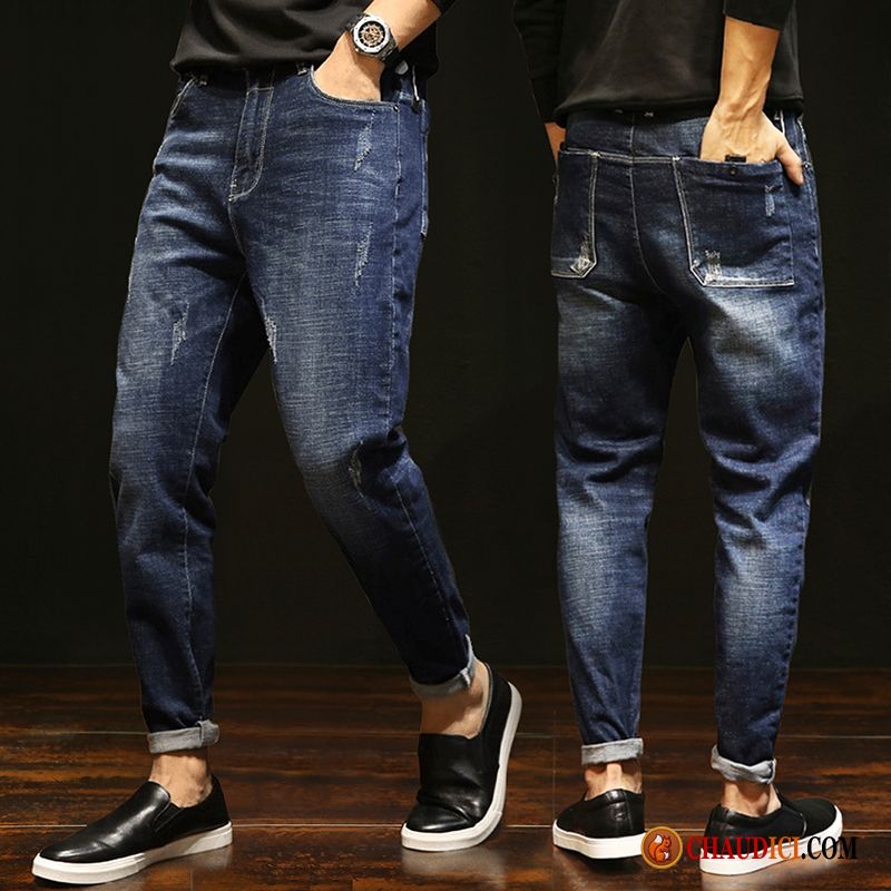 Jeans Homme Promo Extensible Noir Tendance Étudiant Baggy En Vente