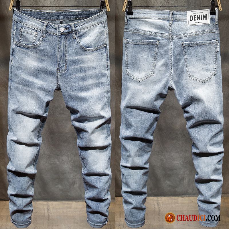 Jeans Regular Homme Pas Cher Homme Été Tendance Slim Des Trous Dans Les Jeans Soldes