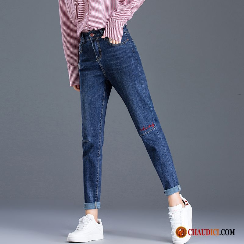 Jeans Taille Basse Pas Cher Or Haute Cintrée Mince Pantalon Jeans Femme