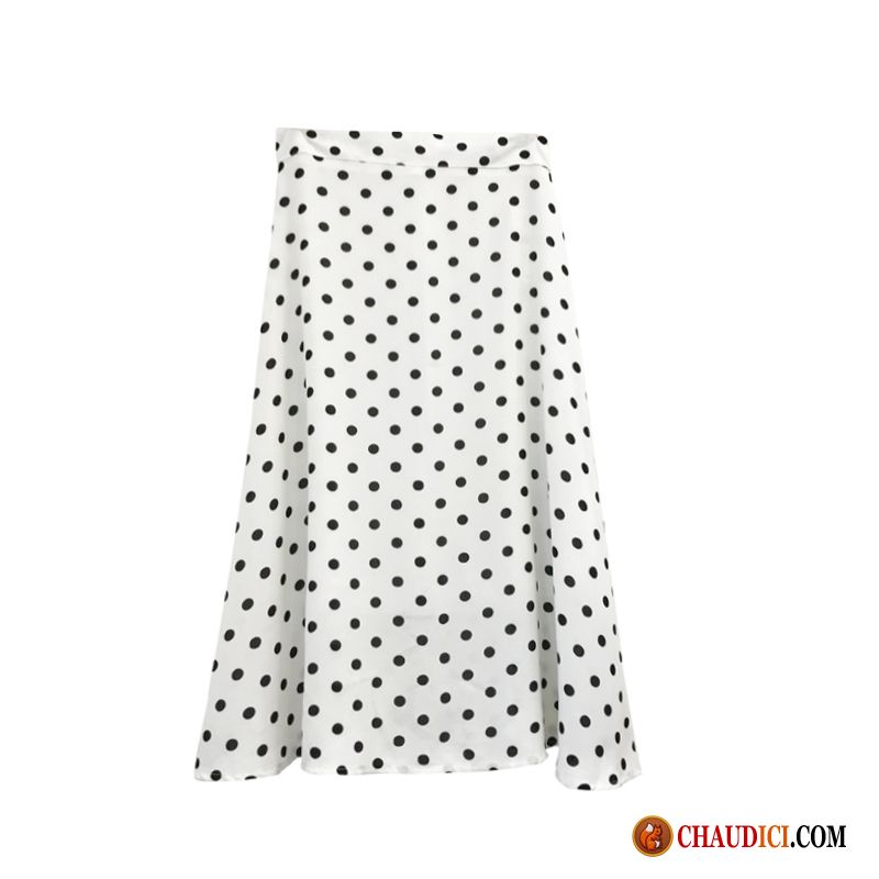 Jupe Blanche Femme Femme Printemps Blanc Noir Point D'onde