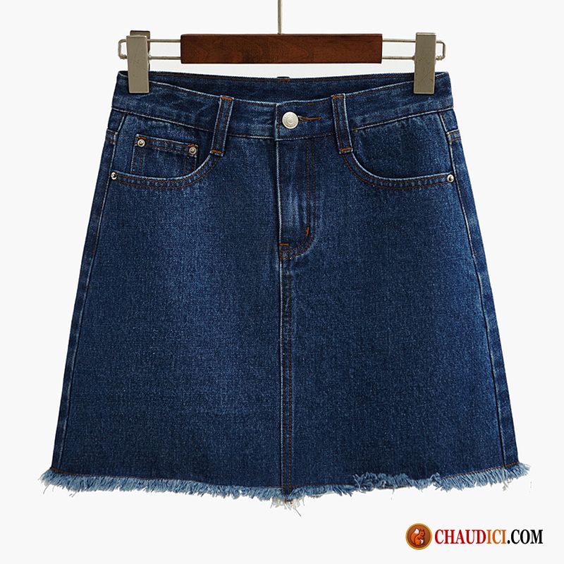 Jupes Noires Courtes Marron Denim Femme Haute Cintrée Bord Jupes