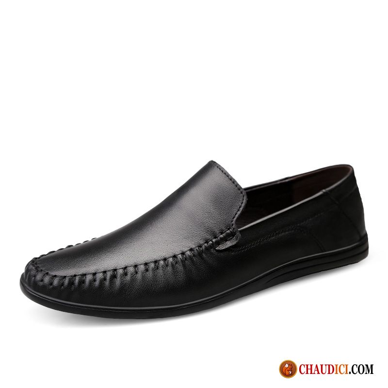 Les Chaussures Mocassins Homme Cuir Véritable Décontractée Noir Derbies Pas Cher