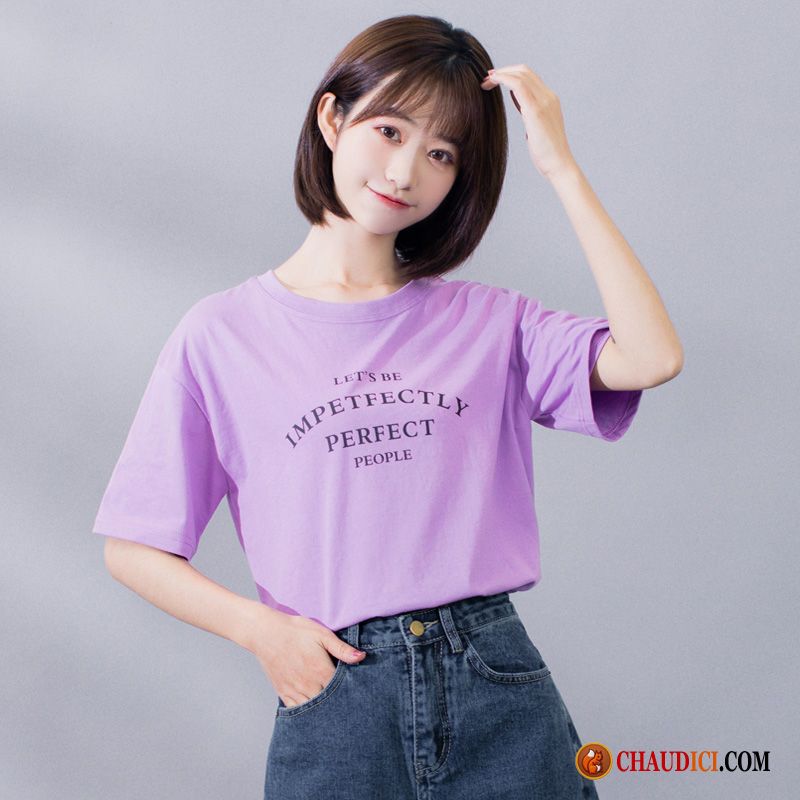 Les Plus Beaux Tee Shirt Femme Violet Été Baggy Tendance Une Veste Femme Soldes