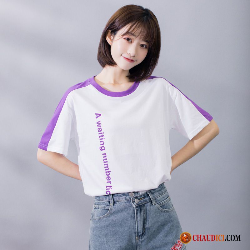 Les Plus Beaux Tee Shirt Femme Violet Été Baggy Tendance Une Veste Femme Soldes