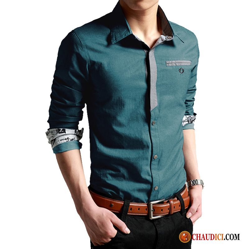 Magasin Chemise Homme Lawngreen Tendance Longues Slim Chemise Homme