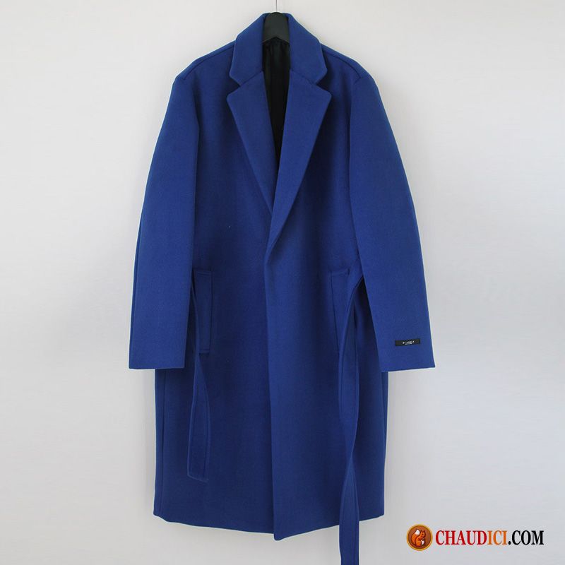 Manteau Classe Homme Slim Manteau Bleu Beau De Laine