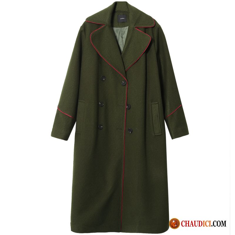 Manteau Couleur Femme Personnalité De Laine Vert Dame Manteau