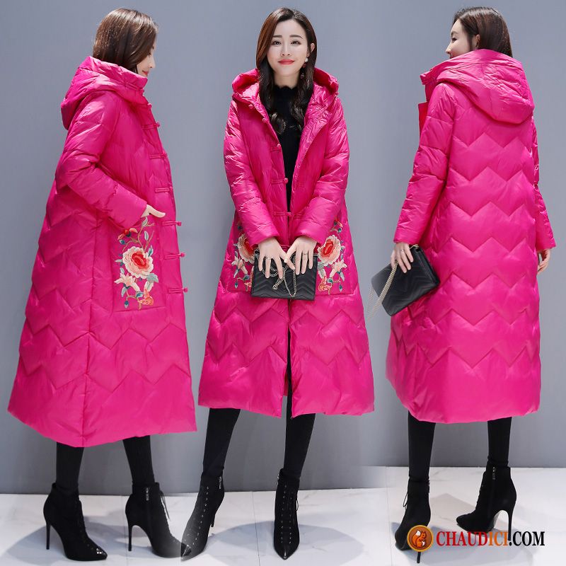 Manteau Doudoune Longue Femme Blé Mode Hiver Épaissir Capuche Fermeture Éclair