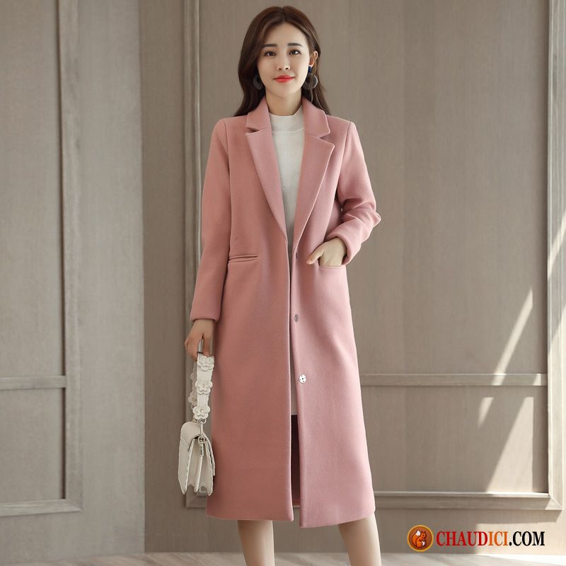 Manteau Femme Long Avec Capuche L'automne Rose Manteau Hiver Slim