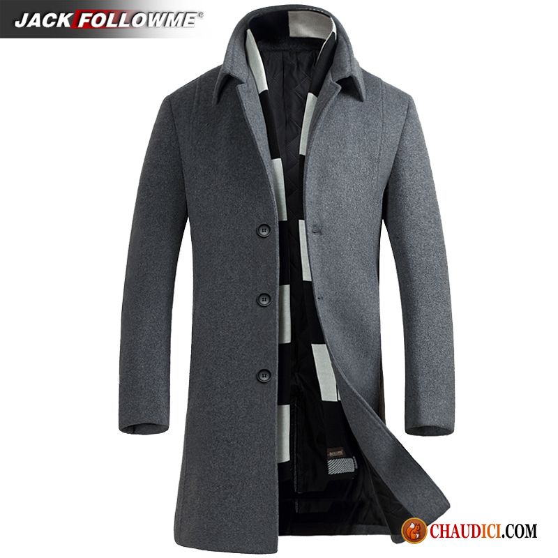 Manteau Homme Cuir Coupe Vent Jeunesse Longue Tendance Hiver