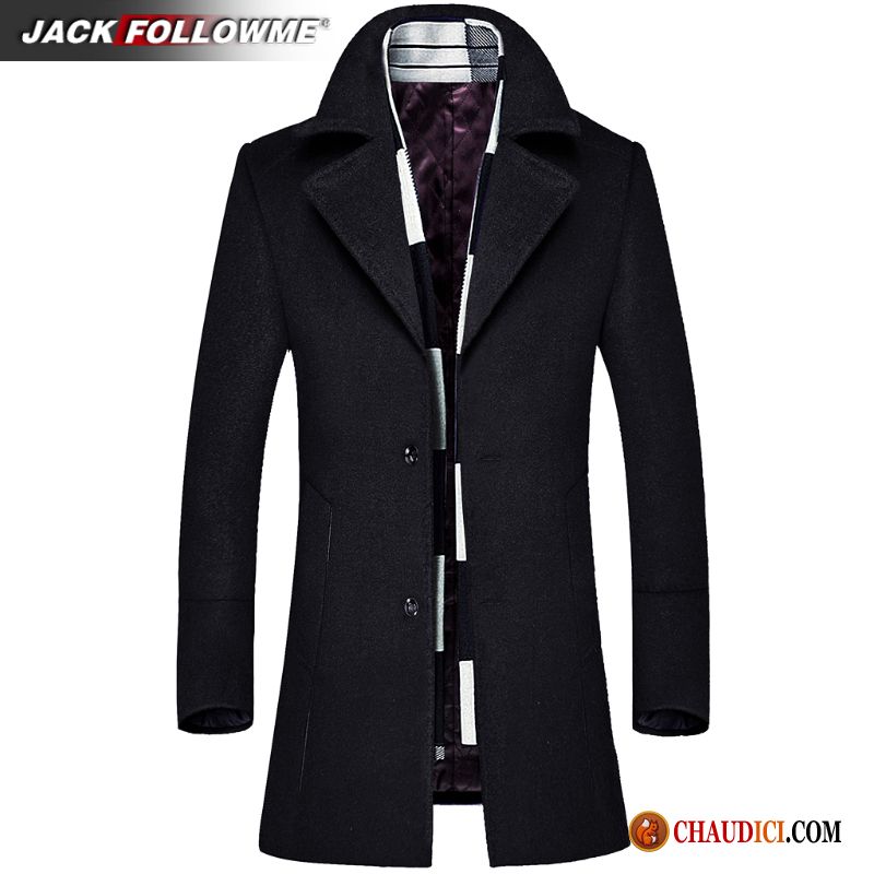 Manteau Homme Cuir Coupe Vent Jeunesse Longue Tendance Hiver