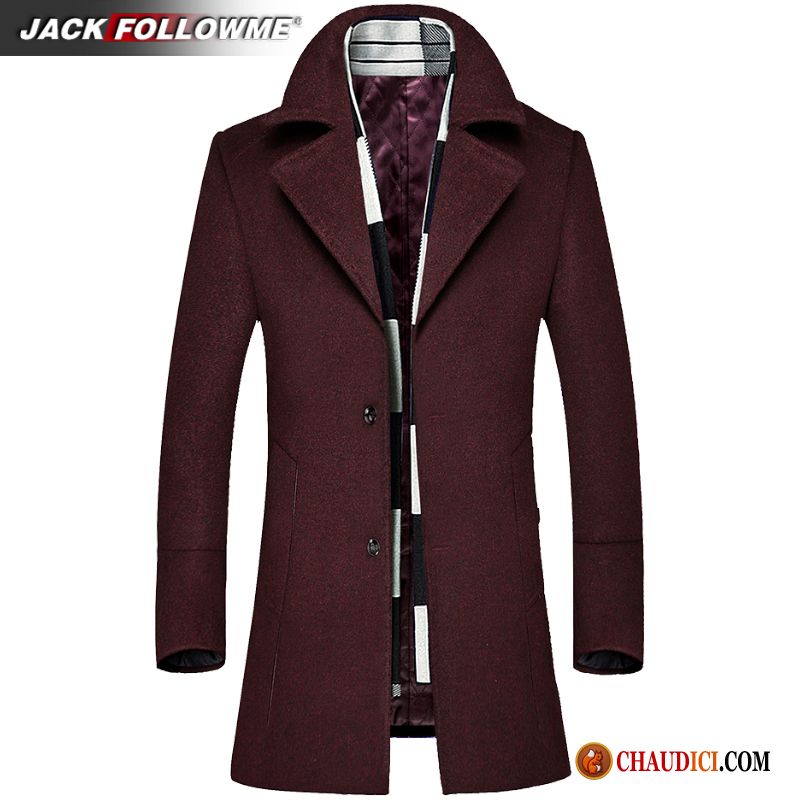 Manteau Homme Cuir Coupe Vent Jeunesse Longue Tendance Hiver