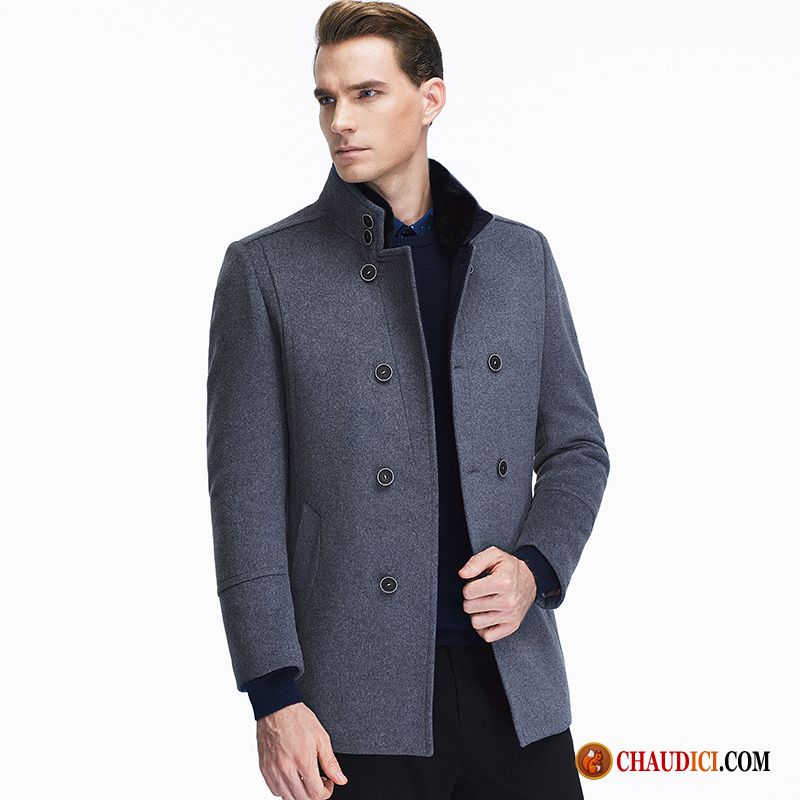 Manteau Homme D Hiver Manteau La Laine De Laine Loup Jeunesse Pas Cher