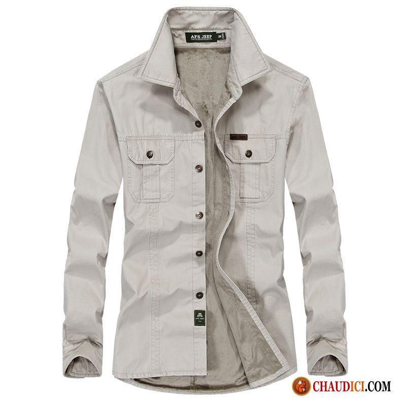 Manteau Homme Grande Taille Ivoire Cargo Chemise Jeunesse Homme Printemps