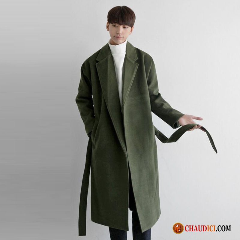 Manteau Homme Stylé Bronzer L'automne Manteau Militaire Vert Longue Épaule Tombante Pas Cher