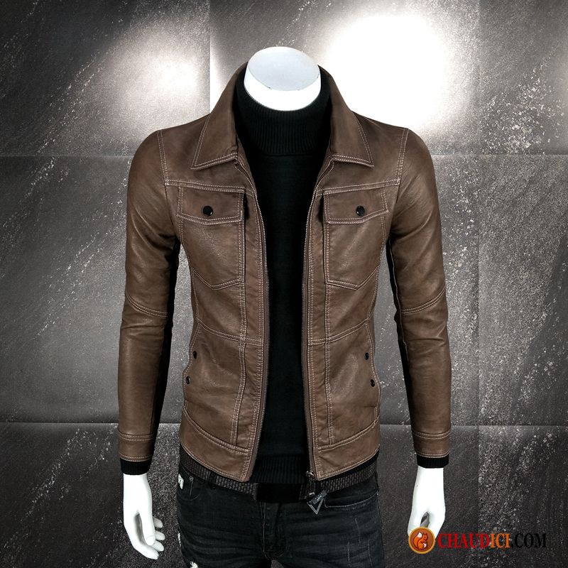 Manteau Homme Veste En Cuir Hiver Veste Slim Vestes En Cuir Manteau Mode